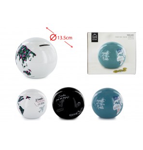 TIRELIRE GLOBE 3 ASSORTIS