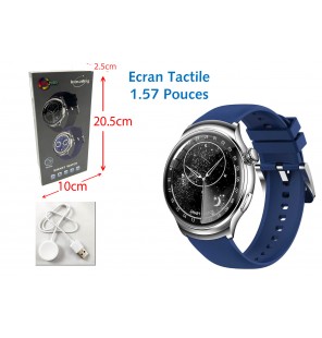 MONTRE CONNECTEE RONDE BLEU...