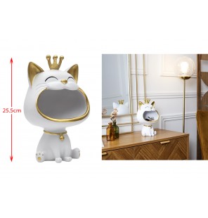 STATUE CHAT BLANC VIDE POCHE