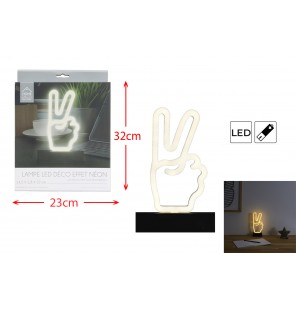 LAMPE EFFET NEON PEACE A PILES